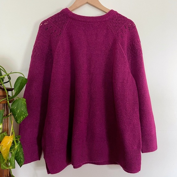 EVRI Purple/Pink Pointelle Crew Neck Long Sleeve Cozy Sweater Size 2X - Picture 9 of 9